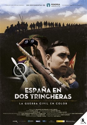 Póster de España en dos trincheras: la Guerra Civil en color